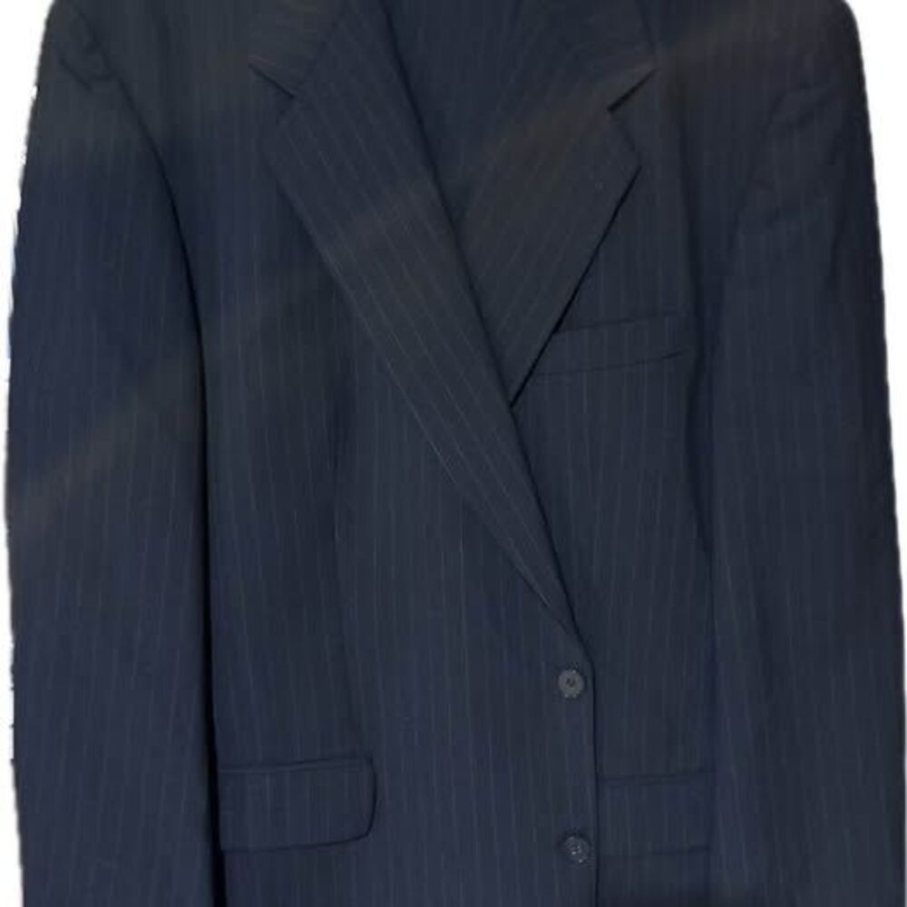 Mens 2-piece pinstripe suit - vintage - 100% pure virgin wool - Size 48R